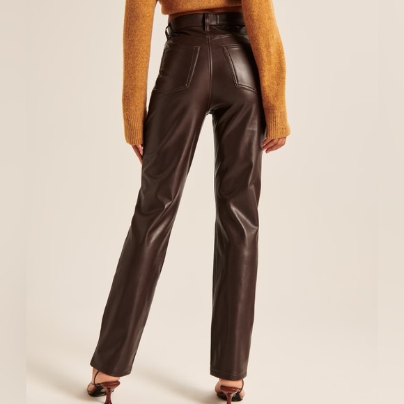 ABERCROMBIE VEGAN LEATHER 90S STRAIGHT PANT HIGH RISE - Picture 2 of 2